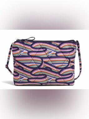 Vera Bradley Large Hipster Crossbody Bag Retro Ribbons Quilted Lightweight NEW